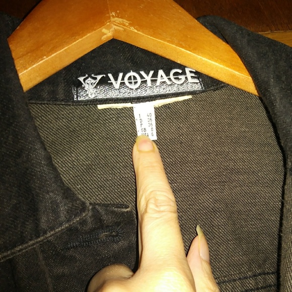 Voyage black denim rhinestones/beads jacket 40/S - Picture 8 of 8